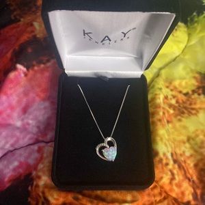 Pink opal and white sapphire in sterling silver necklace from Kay Jewelers 💖